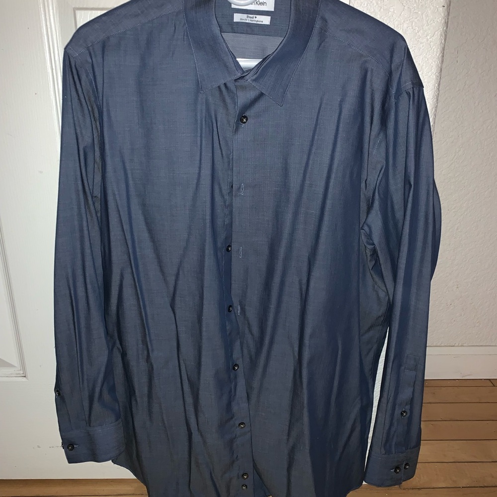 Calvin Klein Men's Dark Blue Dress Shirt